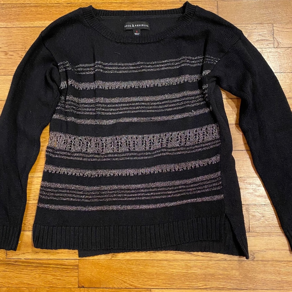 Rock & Republic Black Sweater with Metal Details